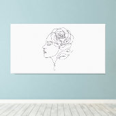 ミニマリスト ラインアート 女性 薔薇 キャンバス (インサイチュ (ウッドフロア))