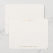 ミニマリスト ラグジュアリー アイボリー & ゴールド パーソナライズ フラット ノートカード (正面/裏面)