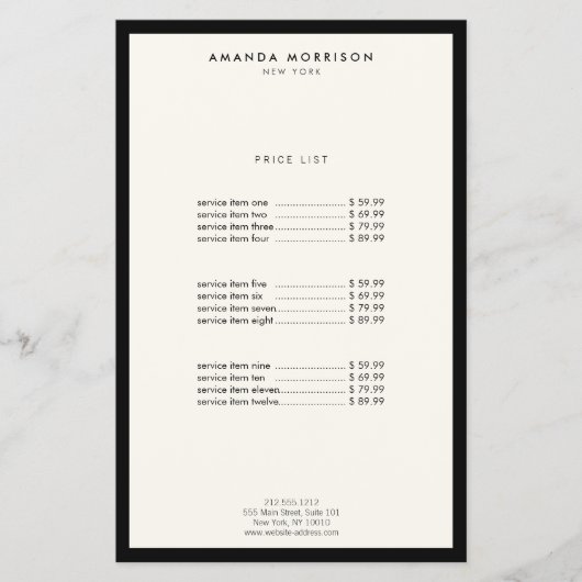 ミニマリスト ラグジュアリー ブティック ブラック/アイボリー チラシ (正面)