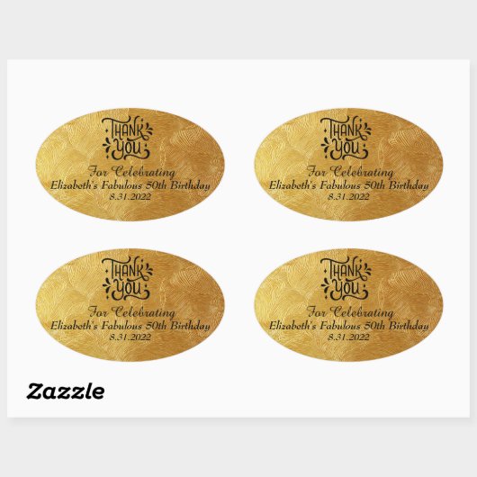 ミニマリスト ラグジュアリー 誕生日または結婚式のお祝い品 楕円形シール (シート)