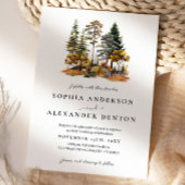 ミニマリスト ラスティック オータム フォレスト ウェディング 招待状