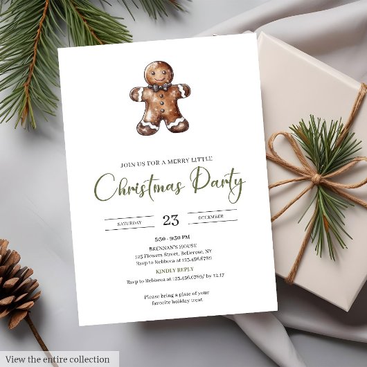 ミニマリスト ラスティック ナチュラル アーシー 水彩 クリスマス 招待状
