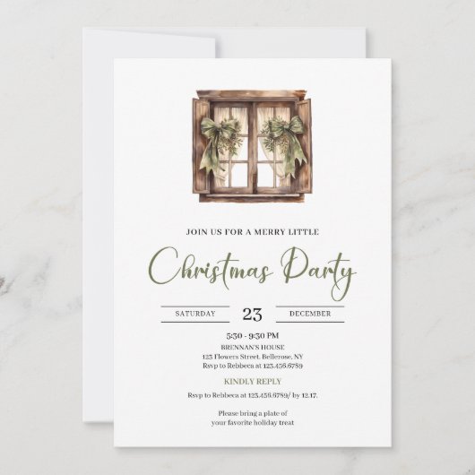 ミニマリスト ラスティック ニュートラル アーシー コージー クリスマス 招待状 (正面)