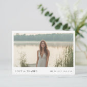 ミニマリスト ラスティック フォト 予算 ブライダル シャワー サンキューカード (スタンド正面)