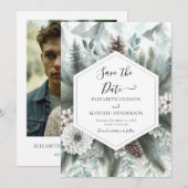 ミニマリスト ラスティック マウンテン ウェディング セーブザデート (正面/裏面)