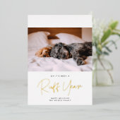 ミニマリスト ラフイヤー ドッグ フォト 箔シーズンカード (立ち正面)