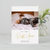 ミニマリスト ラフ 年 犬の写真 箔シーズンカード (立ち正面)