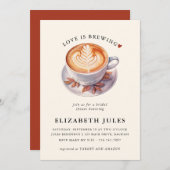 ミニマリスト・ラブはコーヒーを醸造しているブライダルシャワー 招待状 (正面/裏面)
