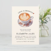 ミニマリスト・ラブはコーヒーを醸造しているブライダルシャワー 招待状 (スタンド正面)