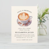 ミニマリスト・ラブはコーヒーを醸造しているブライダルシャワー 招待状 (スタンド正面)