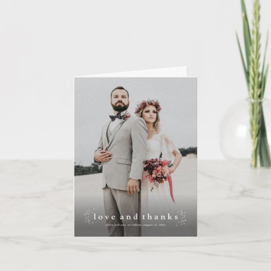 ミニマリスト ラブ アンド サンクス フォト ウェディング サンキューカード (正面)