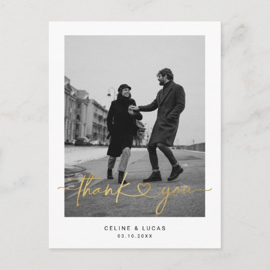 ミニマリスト ラブ ハート スクリプト ウェディング 感謝の意を表す ポス ポストカード (正面)