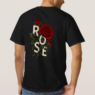 ミニマリスト ラブ フロント レッド ローズ バックプリント Tシャツ