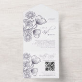 ミニマリスト・ラベンダー植物性フローラ結婚ズ オールインワン招待状 (内側)