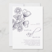 ミニマリスト・ラベンダー植物性フローラ結婚ズ 招待状 (正面)
