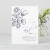 ミニマリスト・ラベンダー植物性フローラ結婚ズ 招待状 (スタンド正面)