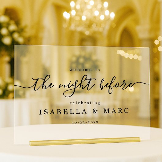 ミニマリスト・リハーサル・ディナー前の夜 アクリルサイン