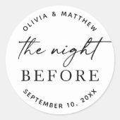 ミニマリスト・リハーサル・ディナー | スクリプトの前の夜 ラウンドシール (正面)