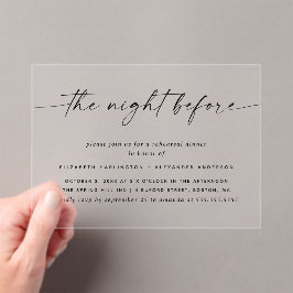 ミニマリスト・リハーサル・ディナー | 透モダン明 アクリル招待状