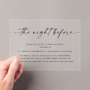 ミニマリスト・リハーサル・ディナー   透モダン明 アクリル招待状