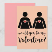 ミニマリスト レズビアン LBGTQ+ バレンタインデー フラットカード シーズンカード (正面/裏面)