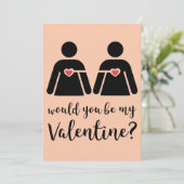 ミニマリスト レズビアン LBGTQ+ バレンタインデー フラットカード シーズンカード (スタンド正面)