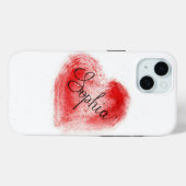 ミニマリスト レッドハート 名前 ソフィア iPhone 15 ケース Case-Mate iPhoneケース (裏面 (横))