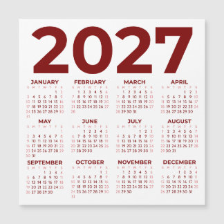 ミニマリスト レッド ユア カラーズ 2027 マグネットカレンダー