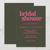 ミニマリスト レトロ グルーヴィー ピンク グリーン ブライダルシャワー 招待状 (正面/裏面)