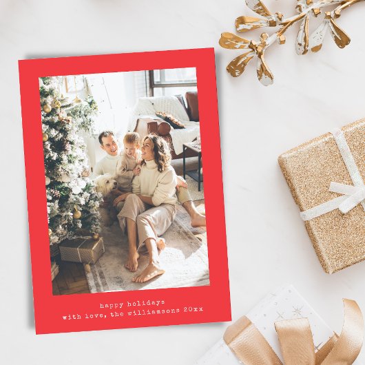 ミニマリスト レトロ タイプライター 2つの縦写真 赤 シーズンカード