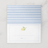 ミニマリスト レモンのシアサッカー ストライプ ブライダル シャワー プレイスカード (外部開封)