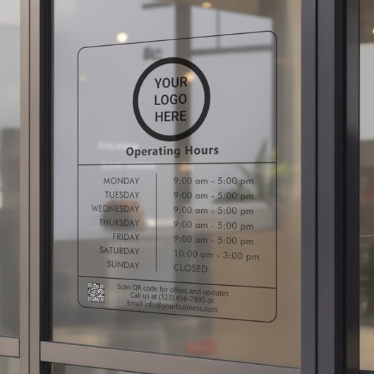 ミニマリスト ロゴ QR コード ビジネス 営業時間 ウィンドウサイン