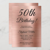 ミニマリスト ローズゴールド フォイル 誕生日 招待状 (正面/裏面)