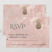 ミニマリスト ローズゴールド マーブル ゴールド パイナップル RSPV 招待状 (正面/裏面)