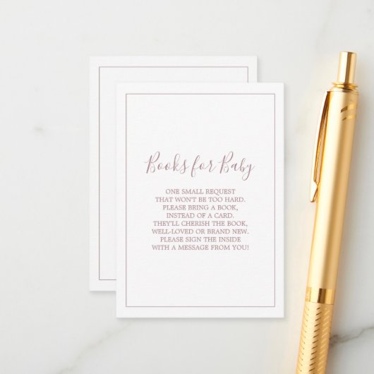 ミニマリスト ローズゴールド 赤ちゃんのための本 カード (正面/裏面インサイチュ)