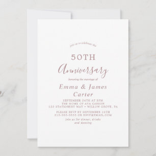 ミニマリスト ローズゴールド 50周年 結婚記念日 招待状