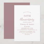 ミニマリスト ローズゴールド 50周年 結婚記念日 招待状 (正面/裏面)