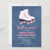 ミニマリスト ローラー スケート ガール バースデー パーティー 招待状 (正面)