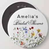 ミニマリスト ワイルドフラワー ブライズシャワー 缶バッジ (正面&裏面)