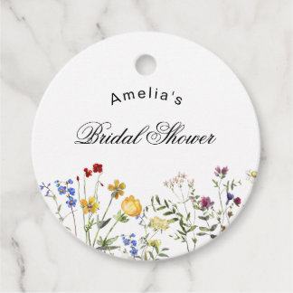 ミニマリスト ワイルドフラワー ブライダルシャワー フェイバータグ