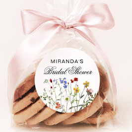 ミニマリスト ワイルドフラワー ブライダルシャワー リターン ラウンドシール