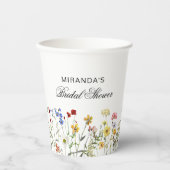 ミニマリスト ワイルドフラワー ブライダルシャワー リターン 紙コップ (正面)