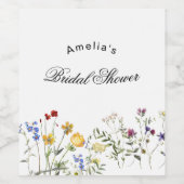 ミニマリスト ワイルドフラワー ブライダルシャワー ワインラベル (シングルラベル)