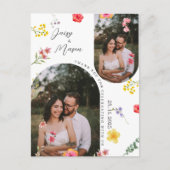 ミニマリスト ワイルドフラワー ボタニカル 結婚式のお礼 ポストカード (正面)