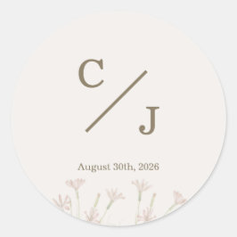 ミニマリスト ワイルドフラワー モノグラム ウェディング エンベロープ ラウンドシール