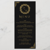 ミニマリスト ワイルドフラワー リース フォーク ラスティック ウェディング メニュー (正面)