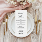 ミニマリスト ワイルドフラワー リース フォーク ラスティック ウェディング メニュー