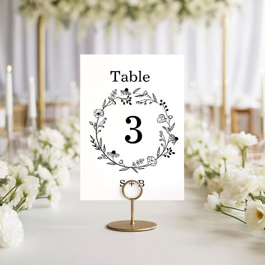 ミニマリスト ワイルドフラワー リース フォーク ラスティック ウェディング 招待状