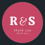 ミニマリスト ワーム マジェンタ ウェディングイニシャル モノグラム ラウンドシール<br><div class="desc">モダンなカリグラフィーを使用した、ミニマリスト ワーム マジェンタ イニシャル モノグラム ステッカー。 ウェディング用。 デザインは、モダンなスタイルのスクリプトテキストレイアウトを採用しています。 詳細なカスタマイズを行うには、 「このテンプレートをパーソナライズ」 の下にある 「さらにカスタマイズする」 オプションを選択してください。</div>