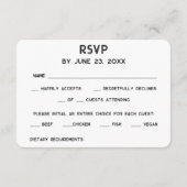 ミニマリスト ヴィンテージ クラシック カセットテープ RSVP エンクロージャーカード (裏面)